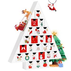 lot 8047 image: M MINGLE Wooden Advent Calendar, 2024 Tree Shape Christmas Countdown Calendar with 24 Drawers, Reusable Advent Calendar as Xmas Gift for Family, Adults, Kids, Friends