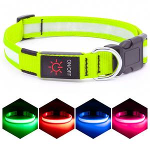 lot 8048 image: Vizpet LED Dog Collar, Light Up Dog Collar Adjustable USB Rechargeable Super Bright Safety Light Glowing Collars for Dogs(Medium,Green)
