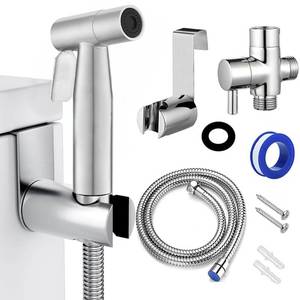 lot 8075 image: Handheld Bidet Sprayer for Toilet Premium Stainless Steel Cloth Diaper Sprayer Set, Upgraded Jet Sprayer for Toilet wLeakproof Hose, High Pressure Bathroom Bidet Sprayer Set Muslim Shower (Silver)