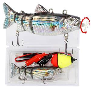 lot 8078 image: Robotic Swimming Fishing Bait Electric Lures 3.5 USB Rechargeable LED Light Wobbler 4-Segement Multi Jointed Swimbait Hard Lures Fishing Tackle