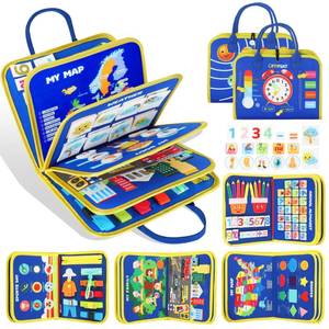 lot 8083 image: URMYWO Busy Board - Montessori Toys for 1 2 3 4 Year Old, Busy Book Toddler Activities with Fine Motor Skills, Autism Sensory Toys Gifts for Boys Girls, Travel Toys for Road Trip Plane Car