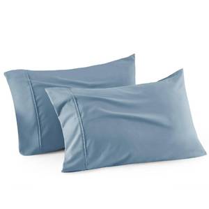 lot 8111 image: Bedsure Pillow Cases Queen Size Set of 2 - Polyester & Rayon Derived from Bamboo Cooling Pillowcase, Breathable, Soft and Wrinkle-Free Pillow Covers with Envelope Closure, Grey Blue, 20x30 Inches