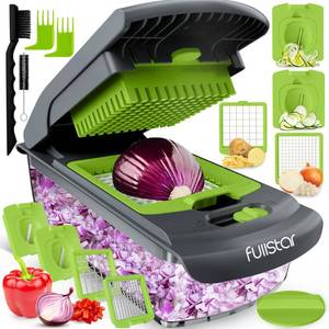 lot 8123 image: Fullstar Vegetable Chopper - Food Chopper - Onion Chopper - Vegetable Slicer & Spiralizer - Veggie Chopper with Container - Kitchen Gadgets - Home Essentials - Kitchen Accessories (4 in 1, GrayGreen)