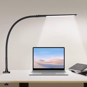 lot 8129 image: YOUKOYI LED Desk Lamp with Clamp,10W Swing Arm Clamp Lamp, 5 Brightness Levels & 4 Color Modes, Gooseneck Lamps Touch Control, Architect Desk Lamp for Home Office, Reading, Work(Black)