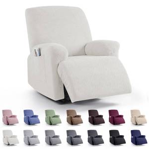 lot 8136 image: KinCam Recliner Covers, Stretch Reclining Chair Covers, Recliner Sofa Slipcovers Stripe Jacquard Recliner Couch Covers Furniture Protector Covers for Pet Kid (1 Seater, Cream)