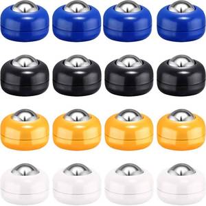 lot 8147 image: Gejoy 16 Pieces Mini Shuffleboard Replacement Pucks Tabletop Equipment Rollers Set Shuffleboard Curling Accessories (White, Black, Blue, Orange)