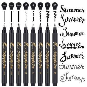 lot 8157 image: A 8 pcs Calligraphy Pen Hand Lettering Pens Calligraphy Brush Pens for Writing Brush Pens Calligraphy Set for Beginners Brush Markers Set Black Ink Drawing Pens for Art Drawing Sketching Scrapbooking