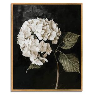 lot 8160 image: Vintage Flower Framed Wall Art Farmhouse Botanical Pictures Black White Hydrangea Painting Dark Floral Poster Rustic Plant Artwork White Hydrangea Pictures Antique Still Life Painting 8x10inch Framed