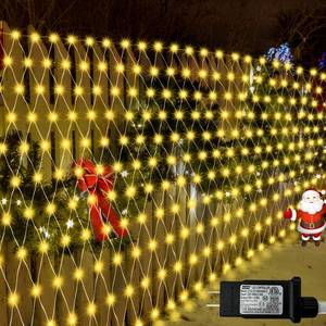lot 8168 image: 510 LED Christmas Net Lights, 27.9ft x 5ft Mesh Lights Outdoor Clear Wire 8 modes, Waterproof Connectable String Lights Plug in for Xmas Tree Bushes Garden Holiday Party Decorations - Warm White