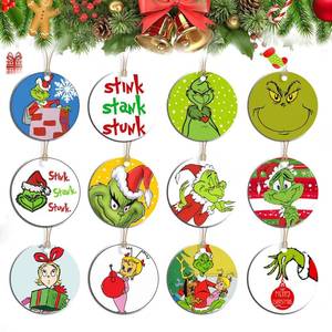 lot 8176 image: 2pk 24 Pieces Vintage Pink Christmas Wooden Ornaments Hanging Christmas Tree Ornaments Pink Snowman Santa Christmas Tree Wood Cutouts Tags with Ropes for Christmas Tree Winter Holiday Home Decor