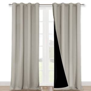 lot 8191 image: NICETOWN Full Shading Curtains 90 inches Long 2 Panels Set for Windows, Super Heavy-Duty Black Lined Blackout Curtains for Bedroom, Privacy Assured Window Treatment (Natural, Pack of 2, 52 inches W)