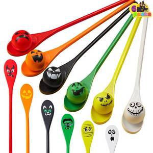 lot 8198 image: JOYIN 6 Pcs Halloween Egg and Spoon Race Game Set Eyeballs and Spoons with Assorted Colors for Kids and Adults Halloween Outdoor Fun Games, Party Favor Supplies, Classroom Activities