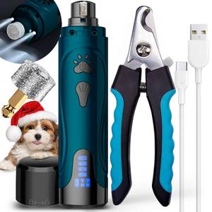 lot 8206 image: Dog Nail Grinder, Dog Nail Trimmers and Clippers Kit, Super Quiet Electric Pet Nail Grinder, Rechargeable, for Small Large Dogs & Cats Toenail & Claw Grooming,3 Speeds, 2 Grinding Wheels (A-Dark Blue)