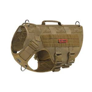 lot 8213 image: OneTigris No Pull Tactical Dog Harness for Medium Dog, Aire Mesh Dog Vest Harness, Breathable Military Dog Molle Vests with Handles, Service Dog Vest for Walking Hiking Training (L, Brown)