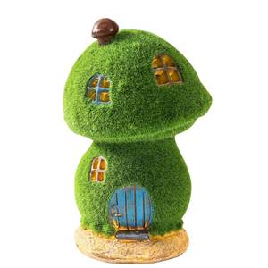 lot 8233 image: Outdoor Figurine Lights Garden House Statue - Outdoor Statues with Solar Lights Garden Cottage Lighting Figurines for Home or Yard Decor