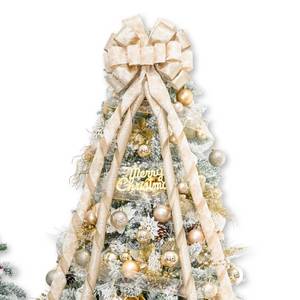 lot 8237 image: Hismir Christmas Tree Topper Bow��53x14 Inches Large Christmas Bow with Glitter Streamer and Patterned Ribbon��Decorative Bows for Xmas Tree Wreath Door Festival Home Decor(Gold Snowflake)