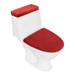 lot 8240 image: Stretch Velvet Toilet Lid Cover and Toilet Tank Lid Cover, Bathroom Super Soft Velvet Toilet Seat Cover Set Luxury Velvet Plush, with Elastic Bottom, Machine Wash, Red
