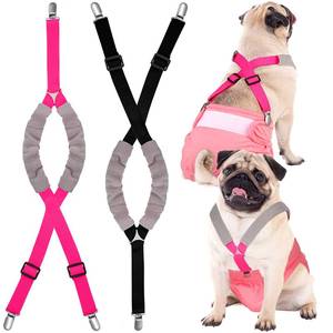 lot 8251 image: A 2 Pieces Dog Diaper Suspenders Belly Bands Canine Harness Keep Diaper on Your Dog for Small Medium and Large Dogs (Black, Pink,Small)