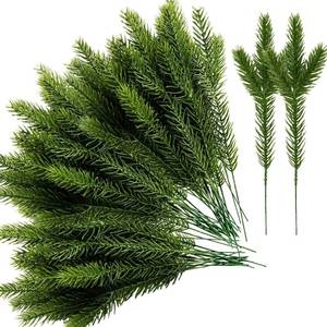 lot 8252 image: Alpurple 45 Packs Artificial Pine Needles Branches Garland- 10.2 x 2.5 Inch Green Plants Pine Needles- Fake Greenery Pine Picks for Christmas Garland Wreath Home Garden Decoration