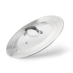 lot 8266 image: WishDirect Universal Pans Pots Lid Cover Fit All 8.25 Inch to 12 Inch PotsPansWoks Stainless Steel and Glass Lid with Heat Resistant Knob, Gray