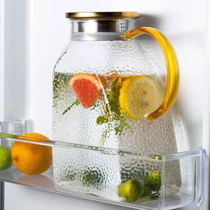 lot 8283 image: Glass Pitcher With Lid and Spout, 1.8 Liter 60 oz Glass Pitchers With Handle And Lid, Glass Pitcher Jug For Fridge, Glass Carafe With Lid for HotCold Water Iced Tea Juice Coffee Milk Beverage