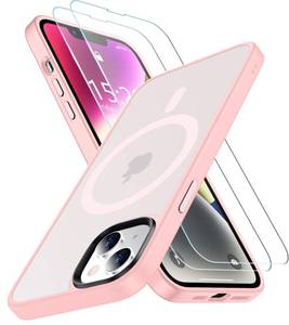 lot 8288 image: SPIDERCASE Designed for iPhone 13 CaseiPhone 14 Case, Military-Grade Drop Testedwith 2 pcs Tempered Glass Screen Protector Compatible with MagsafeSoft Silky Touch Slim Protective Case-Pink