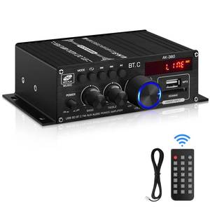 lot 8292 image: Bluetooth 5.0 Audio Power Amplifier AK-380 400W400W 2.0 CH HiFi Stereo Amp Receiver with USB,SD,AUX,Remote Control,FM Antenna for Car Home Speaker Bar Party-(Without Power Adapter)