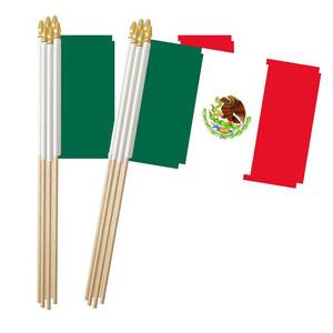 lot 8295 image: Mexico Stick Flag, Mexican Small Mini Hand Held Flags, Small Mexico Flag 5x8 Inch,12 Pack, Party Decorations Supplies for Parades,World Cup,Festival Events