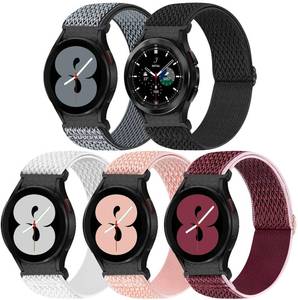lot 8298 image: 5 Pack No Gap Bands Compatible with Samsung Galaxy Watch 7 FE 65 4 40mm 44mm Watch 5 Pro 45mmGalaxy Watch 46 Classic 42mm 43mm 46mm 47mm, 20mm Elastic Nylon Sport Band for Women Men(PB)
