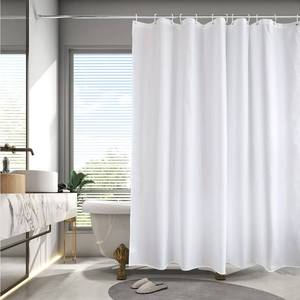 lot 8307 image: AooHome Extra Long Shower Curtain Liner, Fabric Shower Curtain with Hooks for Hotel, Waterproof, 72 Width x 84 Height Inch, White