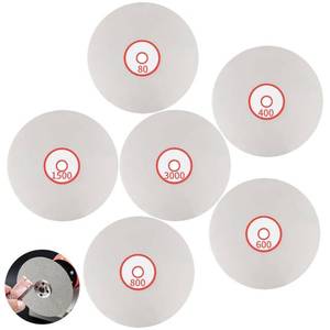 lot 8316 image: Homaisson 6 PCS Diamond Polishing Disc Set, 6 Inch Diamond Flat Lap Discs, 8040060080015003000 Grit Wheel Lapping Grinding Discs for Sand Stone Granite Glass (White)