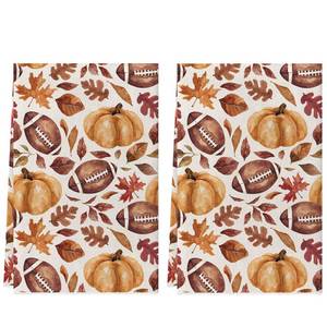 lot 8318 image: ZAEW Fall Football Maple Leaf Pumpkin Kitchen Towels Autumn Decorations Dish Towels 18x26 Inch Hand Towels Set of 2