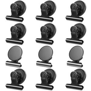 lot 8319 image: A 12pack Fridge Magnets Refrigerator Magnets Magnetic Clips Heavy Duty Detailed List Display Paper Fasteners on Home& Office& Teaching (Black, 12)