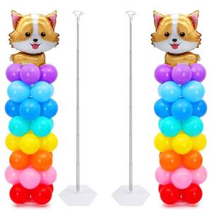 lot 8322 image: Chamvis 2 Set Balloon Column Kit - 6.56 feet Balloon Column Stand with Base for Baby Shower, Birthday Party, Graduation, Wedding Kids Party Centerpieces Decorations
