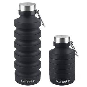 lot 8330 image: Nefeeko Collapsible Water Bottle, 27oz Reuseable BPA Free Silicone Foldable Portable Leak Proof Sports Water Bottle with Carabiner for Travel Gym Camping Hiking