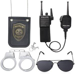 lot 8352 image: Aichiyu Police Pretend Play Toys Set Handcuffs Badge Cop Officer Costume for Swat Detective FBI Halloween (D)