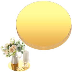 lot 8366 image: Thyle 12 Pcs 10 Inch Acrylic Round Mirrors for Tables Centerpieces Circle Mirrors Candle Plates for Wall Wedding Table Centerpieces Round Mirror Tray for Baby Shower Party, Thickness 1 mm (Gold)