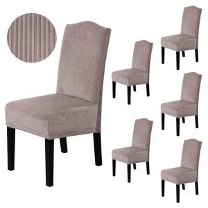 lot 8384 image: H.VERSAILTEX Velvet Dining Chair Covers Stretch Chair Covers for Dining Room Set of 6 Parson Chair Slipcovers Chair Protectors Covers Dining, Soft Thick Solid Velvet Fabric Washable, Taupe Striped