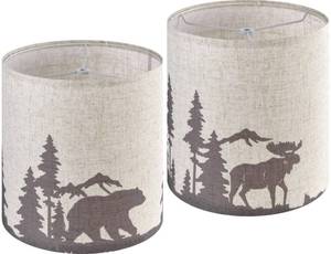 lot 8386 image: GOSO Black Tall Drum Lamp Shades Set of 2 Small,Natural Farbric Lampshade for Table Lamps Beside-9.8 Top x9.8 Bottom x10.8 High(Spider) Modern Rustic Lamp Shade Replacement- Easy Assembly