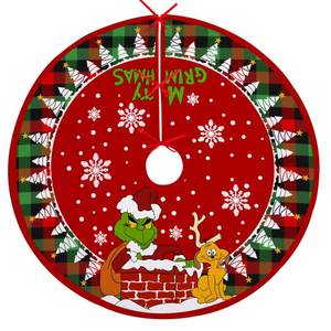 lot 8392 image: Fzbali Merry Christmas Tree Skirt 36 inches Small Lace-up Red Green Buffalo Plaid Check, Xmas Max Snowflakes Dog Rustic Home Decorations New Year Holiday Party Farmhouse Decor