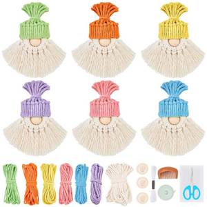 lot 8393 image: FREEBLOSS 6 Set DIY Macrame Gnomes with Instruction Spring Santa Claus Design Macrame Kit for Beginners Macrame Santa Claus for Christmas Tree Decor Christmas Tree Ornaments