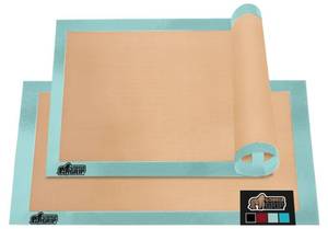 lot 8405 image: Gorilla Grip Reusable Nonstick Silicone Baking Mat, 2 Pack, 20.5 x 14.62 BPA-Free Oven Safe Food Liner, For Cookie Sheets, No Mess Easy Clean Pastry Mats, Kitchen Essential, 23 Sheet Size, Mint
