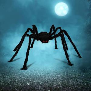 lot 8408 image: JOYIN Halloween Outdoor Decorations Hairy Spider, Scary Giant Spider Fake Large Props for Yard Party Decor, Black (Standing Height is 15 inches)