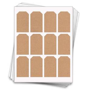 lot 8411 image: A 60 Hang Tag Sheet Labels, 3 x 1.75 Inches, for Gifts or Packaging, Kraft Brown for Inkjet or Laser Printers