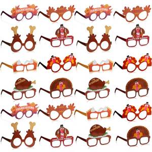 lot 8416 image: JOYIN 48 Pcs Thanksgiving Turkey Glasses, Turkey Eyewear Frame Pumpkin Maple Leaves Photo Props,Thanksgiving Eyeglasses for kids, Thanksgiving Party Favors, Thanksgiving Accessories(One Size Fits All)