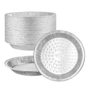 lot 8420 image: MESTAEK 9 Round Pie Pans of Aluminum Foil (50 Pack), Heavy Duty Disposable Containers for Roasting, Storing, Baking, Cooking, Meal Prep & Reheating, Freezer Oven Microwave Safe, Recyclable
