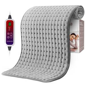 lot 8421 image: Qfun Extra Large Heating Pad for Back Pain Relief, 20x40 XXL Heat Pad Neck and Shoulde Electric Heating Pad for Period Cramps with 6 Heat Settings & Auto Shut-Off,Christmas Gifts for Women,Men(Grey)
