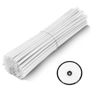 lot 8429 image: Universal Bicycle Bike Spoke Covers - 72Pcs Motorcycle Wheelchair Wheel Spoke Wraps, Dirt Bike Spoke Skin, Pipe Trim for 8-21 Spoke Rims Spoke Covers Decoration Protector BMX MTB (White)