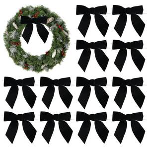 lot 8433 image: AIMUDI Black Velvet Bows 4.5 Black Christmas Bows for Tree Premade Bows for Wreaths Twist Tie Bows for Gift Wrapping, Festive Winter Decor, Tree Garland, Swag, Wedding Decor - 12 PCs