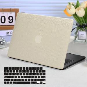 lot 8439 image: Funut Compatible with MacBook Pro 13 Inch Case 2024 2023 2022-2016 Release M2 M1 A2338 A2289 A2251 A2159 A1989 A1706 A1708 Touch Bar, Crocodile Leather Laptop Hard Shell Case & Keyboard Cover, Pudding